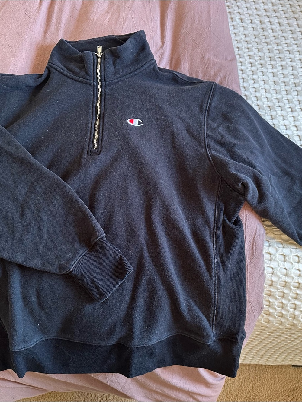 Champion Men’s Black Half-Zip Pullover with Logo